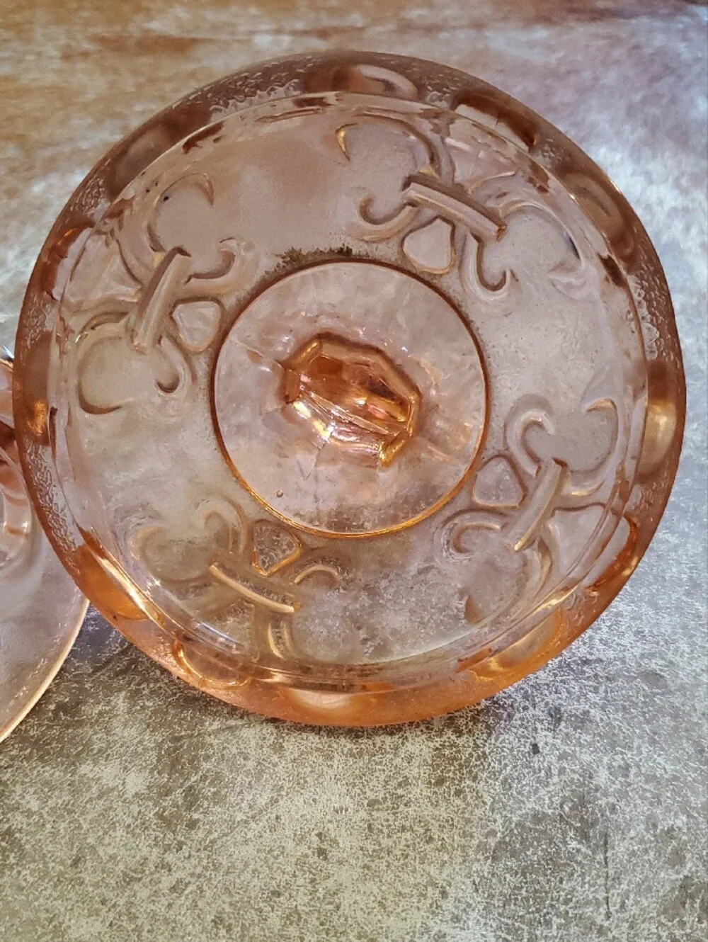 Vintage Pink Glass Decorative Trinket Jar